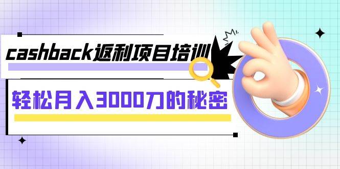 cashback返利项目培训：轻松月入3000刀的秘密（8节课）网创吧-网创项目资源站-副业项目-创业项目-搞钱项目网创吧