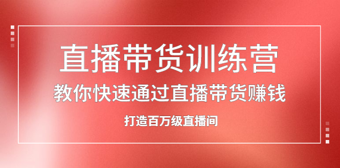 直播带货训练营，教你快速通过直播带货赚钱，打造百万级直播间网创吧-网创项目资源站-副业项目-创业项目-搞钱项目网创吧