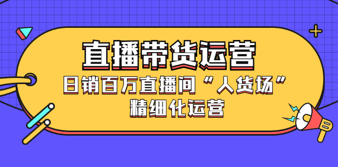 直播带货运营，销百万直播间“人货场”精细化运营网创吧-网创项目资源站-副业项目-创业项目-搞钱项目网创吧