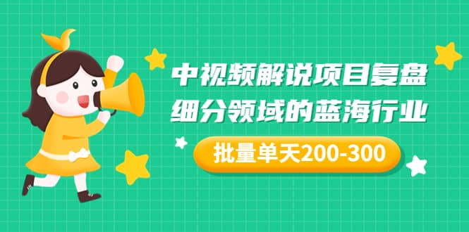 某付费文章:中视频解说项目复盘:细分领域的蓝海行业 批量单天200-300收益网创吧-网创项目资源站-副业项目-创业项目-搞钱项目网创吧