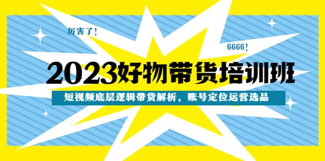 2023好物带货培训班：短视频底层逻辑带货解析，账号定位运营选品网创吧-网创项目资源站-副业项目-创业项目-搞钱项目网创吧