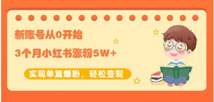 新账号从0开始3个月小红书涨粉5W+实现单篇爆粉，轻松变现（干货）网创吧-网创项目资源站-副业项目-创业项目-搞钱项目网创吧