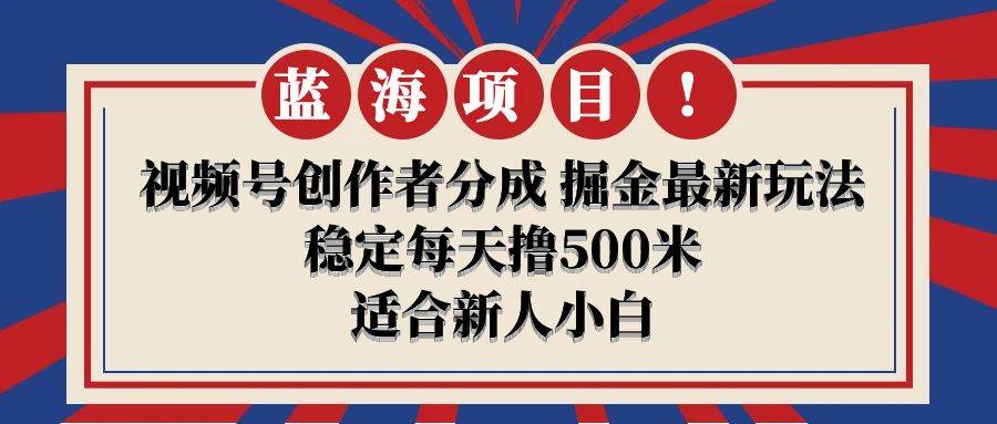 【蓝海项目】视频号创作者分成 掘金最新玩法 稳定每天撸500米 适合新人小白网创吧-网创项目资源站-副业项目-创业项目-搞钱项目网创吧
