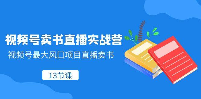 视频号-卖书直播实战营，视频号最大风囗项目直播卖书（13节课）网创吧-网创项目资源站-副业项目-创业项目-搞钱项目网创吧