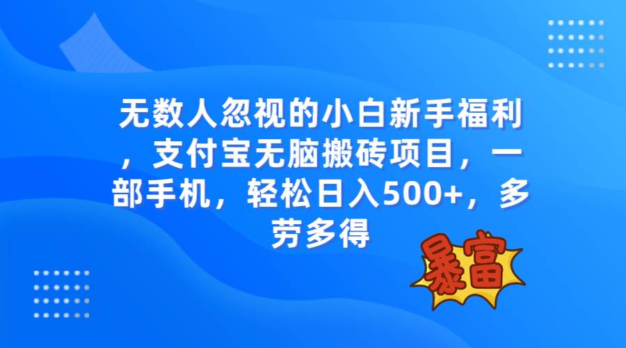 无数人忽视的项目，支付宝无脑搬砖项目，一部手机即可操作，轻松日入500+网创吧-网创项目资源站-副业项目-创业项目-搞钱项目网创吧