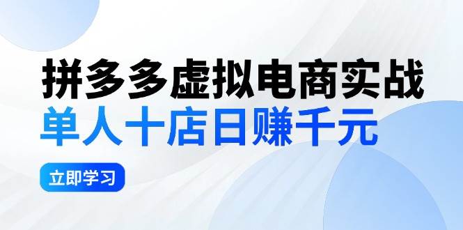 拼夕夕虚拟电商实战：单人10店日赚千元，深耕老项目，稳定盈利不求风口网创吧-网创项目资源站-副业项目-创业项目-搞钱项目网创吧