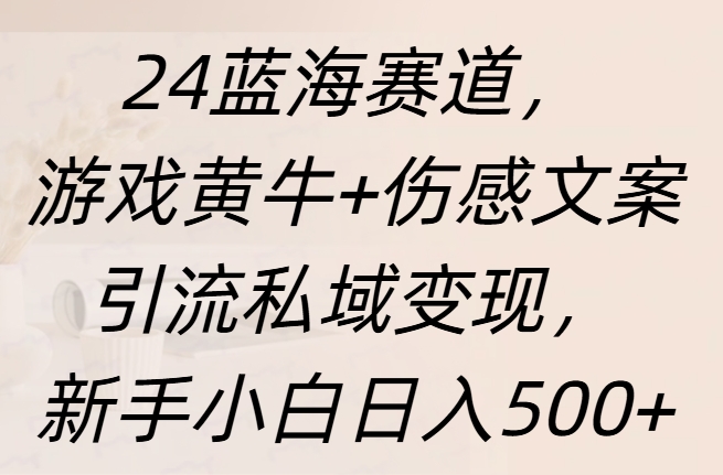 图片[1]网创吧-网创项目资源站-副业项目-创业项目-搞钱项目24蓝海赛道，游戏黄牛+伤感文案引流私域变现，新手日入500+网创吧-网创项目资源站-副业项目-创业项目-搞钱项目网创吧
