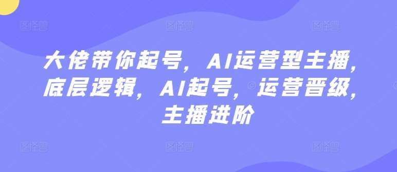 大佬带你起号，AI运营型主播，底层逻辑，AI起号，运营晋级，主播进阶网创吧-网创项目资源站-副业项目-创业项目-搞钱项目网创吧