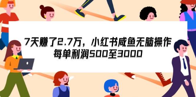 （12192期）7天收了2.7万，小红书咸鱼无脑操作，每单利润500至3000网创吧-网创项目资源站-副业项目-创业项目-搞钱项目网创吧