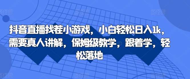 抖音直播找茬小游戏，小白轻松日入1k，需要真人讲解，保姆级教学，跟着学，轻松落地【揭秘】网创吧-网创项目资源站-副业项目-创业项目-搞钱项目网创吧
