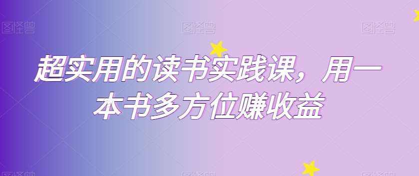 超实用的读书实践课，用一本书多方位赚收益网创吧-网创项目资源站-副业项目-创业项目-搞钱项目网创吧