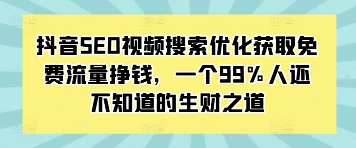 抖音SEO视频搜索优化获取免费流量挣钱,一个99%人还不知道的生财之道网创吧-网创项目资源站-副业项目-创业项目-搞钱项目网创吧