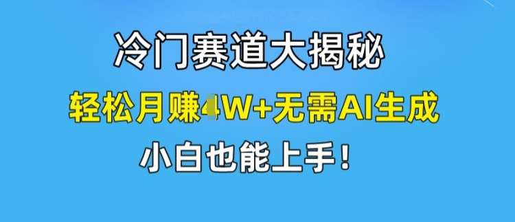 冷门赛道大揭秘，轻松月赚1W+无需AI生成，小白也能上手【揭秘】网创吧-网创项目资源站-副业项目-创业项目-搞钱项目网创吧