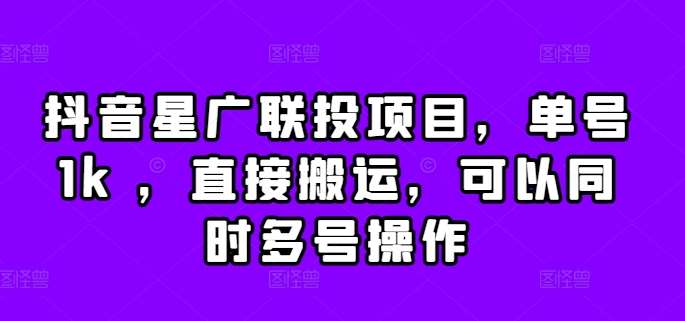 抖音星广联投项目，单号1k ，直接搬运，可以同时多号操作【揭秘】网创吧-网创项目资源站-副业项目-创业项目-搞钱项目网创吧