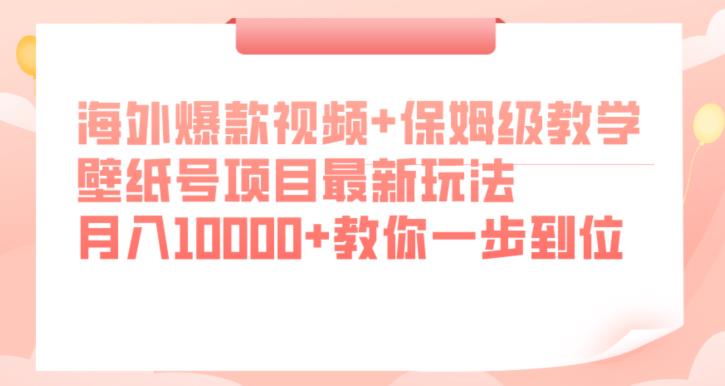 海外爆款视频+保姆级教学，壁纸号项目最新玩法，月入10000+教你一步到位【揭秘】网创吧-网创项目资源站-副业项目-创业项目-搞钱项目网创吧