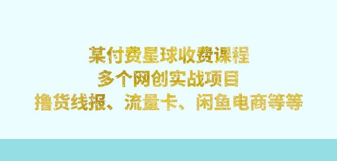 某付费星球课程：多个网创实战项目，撸货线报、流量卡、闲鱼电商等（文档非视频）网创吧-网创项目资源站-副业项目-创业项目-搞钱项目网创吧