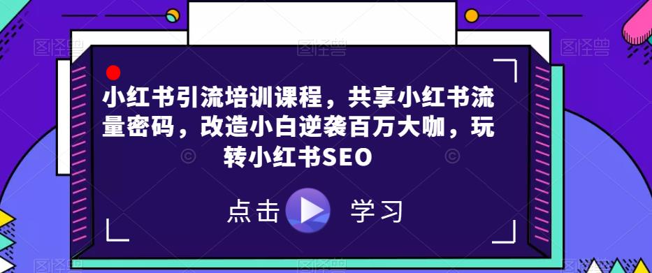 小红书引流培训课程，共享小红书流量密码，改造小白逆袭百万大咖，玩转小红书SEO网创吧-网创项目资源站-副业项目-创业项目-搞钱项目网创吧