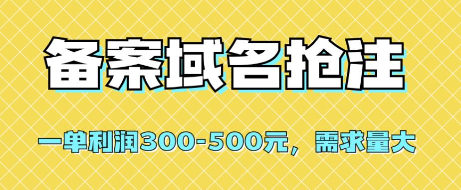 【全网首发】备案域名抢注，一单利润300-500元，需求量大网创吧-网创项目资源站-副业项目-创业项目-搞钱项目网创吧