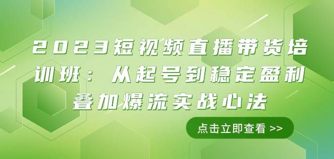 2023短视频直播带货培训班：从起号到稳定盈利叠加爆流实战心法（11节课）网创吧-网创项目资源站-副业项目-创业项目-搞钱项目网创吧