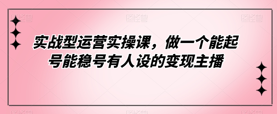 实战型运营实操课，做一个能起号能稳号有人设的变现主播网创吧-网创项目资源站-副业项目-创业项目-搞钱项目网创吧