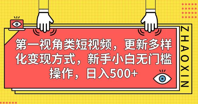 第一视角类短视频，更新多样化变现方式，新手小白无门槛操作，日入500+【揭秘】网创吧-网创项目资源站-副业项目-创业项目-搞钱项目网创吧