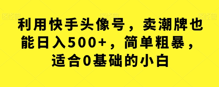 利用快手头像号，卖潮牌也能日入500+，简单粗暴，适合0基础的小白【揭秘】网创吧-网创项目资源站-副业项目-创业项目-搞钱项目网创吧