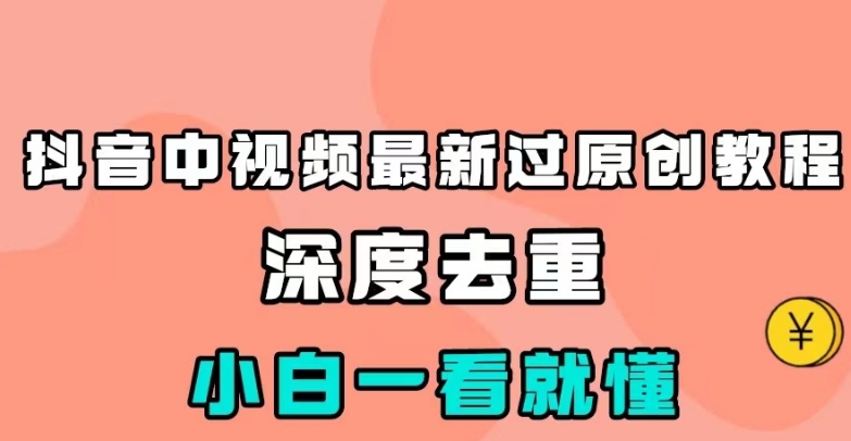 抖音中视频最新过原创教程，深度去重，小白一看就懂【揭秘】网创吧-网创项目资源站-副业项目-创业项目-搞钱项目网创吧