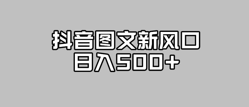 抖音图文最新风口，流量扶持非常高，日入500+【揭秘】网创吧-网创项目资源站-副业项目-创业项目-搞钱项目网创吧
