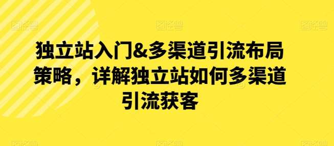 独立站入门&多渠道引流布局策略，详解独立站如何多渠道引流获客网创吧-网创项目资源站-副业项目-创业项目-搞钱项目网创吧