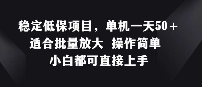 稳定低保项目，单机一天50+适合批量放大 操作简单 小白都可直接上手【揭秘】网创吧-网创项目资源站-副业项目-创业项目-搞钱项目网创吧