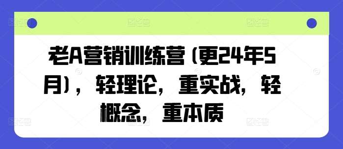 老A营销训练营(更24年7月)，轻理论，重实战，轻概念，重本质网创吧-网创项目资源站-副业项目-创业项目-搞钱项目网创吧