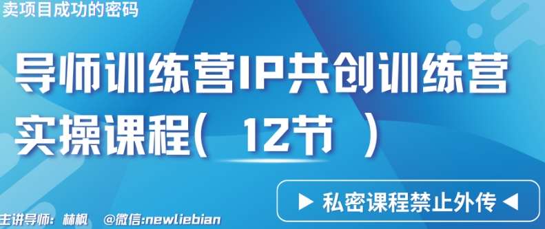 导师训练营3.0IP共创训练营私密实操课程（12节）-卖项目的密码成功秘诀【揭秘】网创吧-网创项目资源站-副业项目-创业项目-搞钱项目网创吧