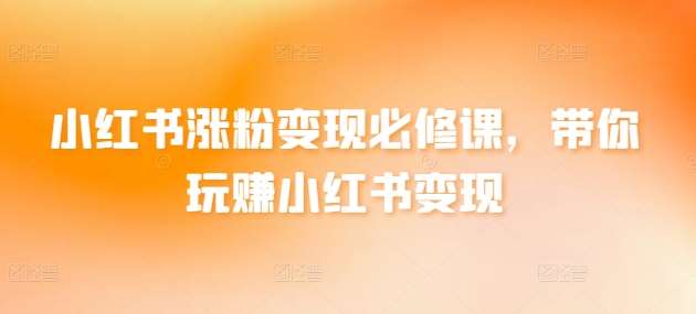 小红书涨粉变现必修课，带你玩赚小红书变现网创吧-网创项目资源站-副业项目-创业项目-搞钱项目网创吧