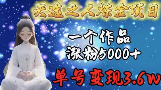 天选之人炼金项目，一个作品涨粉5000+，单号变现3.6w【揭秘】网创吧-网创项目资源站-副业项目-创业项目-搞钱项目网创吧