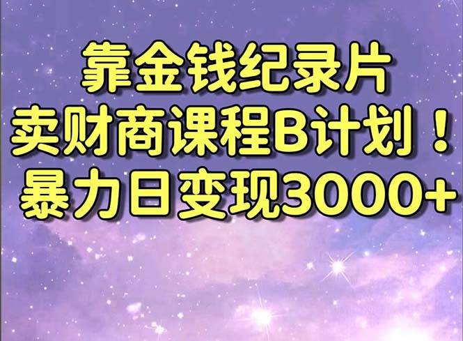 （8944期）靠金钱纪录片卖财商课程B计划！暴力日变现3000+，喂饭式干货教程！网创吧-网创项目资源站-副业项目-创业项目-搞钱项目网创吧
