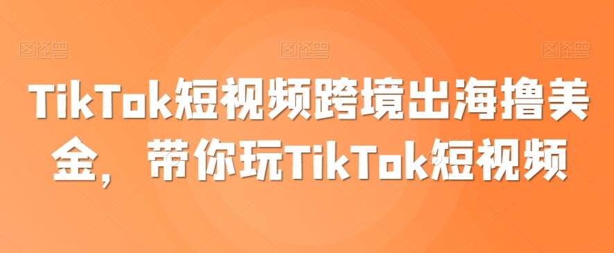 TikTok短视频跨境出海撸美金，带你玩TikTok短视频网创吧-网创项目资源站-副业项目-创业项目-搞钱项目网创吧