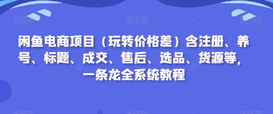闲鱼电商项目(玩转价格差)含注册、养号、标题、成交、售后、选品、货源等,一条龙全系统教程网创吧-网创项目资源站-副业项目-创业项目-搞钱项目网创吧