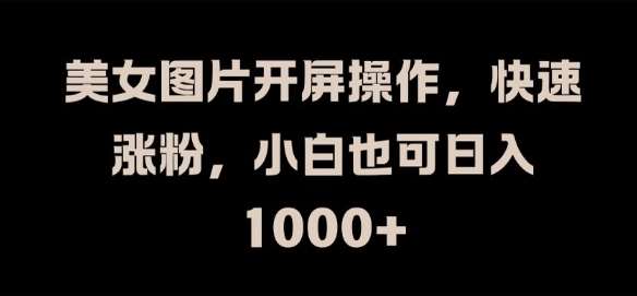 美女图片开屏操作，快速涨粉，小白也可日入1k【揭秘】网创吧-网创项目资源站-副业项目-创业项目-搞钱项目网创吧