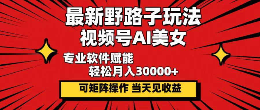 （12798期）最新野路子玩法，视频号AI美女，当天见收益，轻松月入30000＋网创吧-网创项目资源站-副业项目-创业项目-搞钱项目网创吧