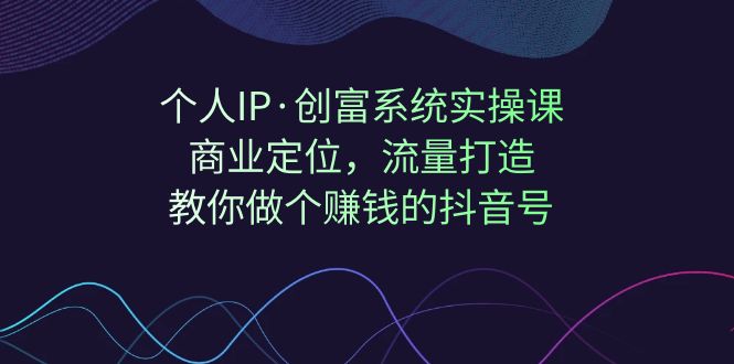 个人IP·创富系统实操课：商业定位，流量打造，教你做个赚钱的抖音号网创吧-网创项目资源站-副业项目-创业项目-搞钱项目网创吧
