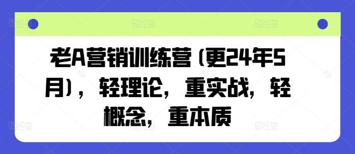 老A营销训练营(更24年6月)，轻理论，重实战，轻概念，重本质网创吧-网创项目资源站-副业项目-创业项目-搞钱项目网创吧