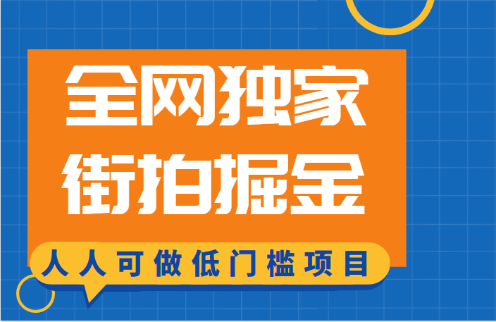 全网独家一街拍掘金，低门槛人人可做的赚钱项目网创吧-网创项目资源站-副业项目-创业项目-搞钱项目网创吧