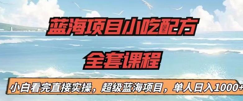 蓝海项目小吃配方全套课程，小白看完直接实操，单人日入1000+【揭秘】网创吧-网创项目资源站-副业项目-创业项目-搞钱项目网创吧