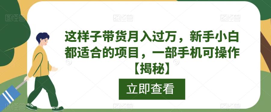 这样子带货月入过万，新手小白都适合的项目，一部手机可操作【揭秘】网创吧-网创项目资源站-副业项目-创业项目-搞钱项目网创吧