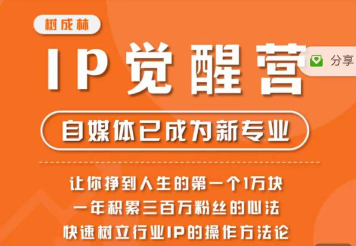 树成林·IP觉醒营，快速树立行业IP的操作方法论，让你赚到人生的第一个1万块（更新）网创吧-网创项目资源站-副业项目-创业项目-搞钱项目网创吧