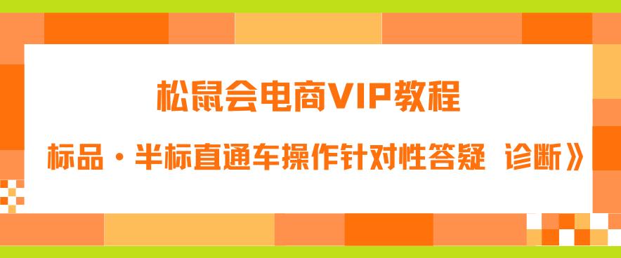松鼠会电商VIP教程：松鼠《付费推广标品·半标直通车操作针对性答疑&诊断》网创吧-网创项目资源站-副业项目-创业项目-搞钱项目网创吧