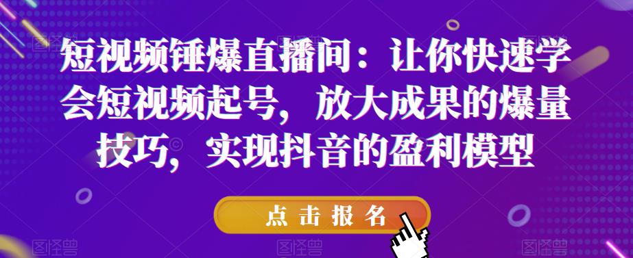 短视频锤爆直播间：让你快速学会短视频起号，放大成果的爆量技巧，实现抖音的盈利模型网创吧-网创项目资源站-副业项目-创业项目-搞钱项目网创吧