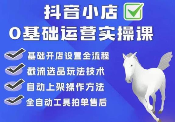 白马电商·0基础抖店运营实操课，基础开店设置全流程，截流选品玩法技术网创吧-网创项目资源站-副业项目-创业项目-搞钱项目网创吧