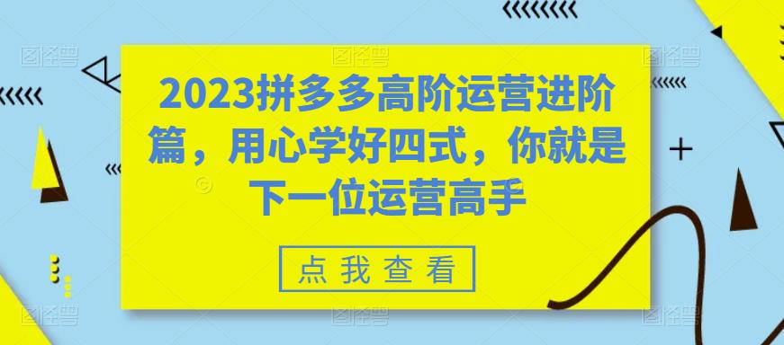 2023拼多多高阶运营进阶篇，用心学好四式，你就是下一位运营高手网创吧-网创项目资源站-副业项目-创业项目-搞钱项目网创吧