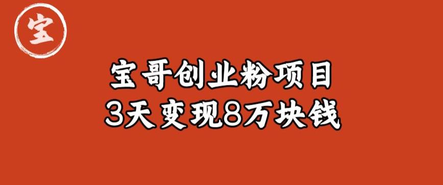 宝哥IP图文创业粉引流项目实战分享：单个账号3天涨粉1万，变现8万块钱（图文教程）【揭秘】网创吧-网创项目资源站-副业项目-创业项目-搞钱项目网创吧